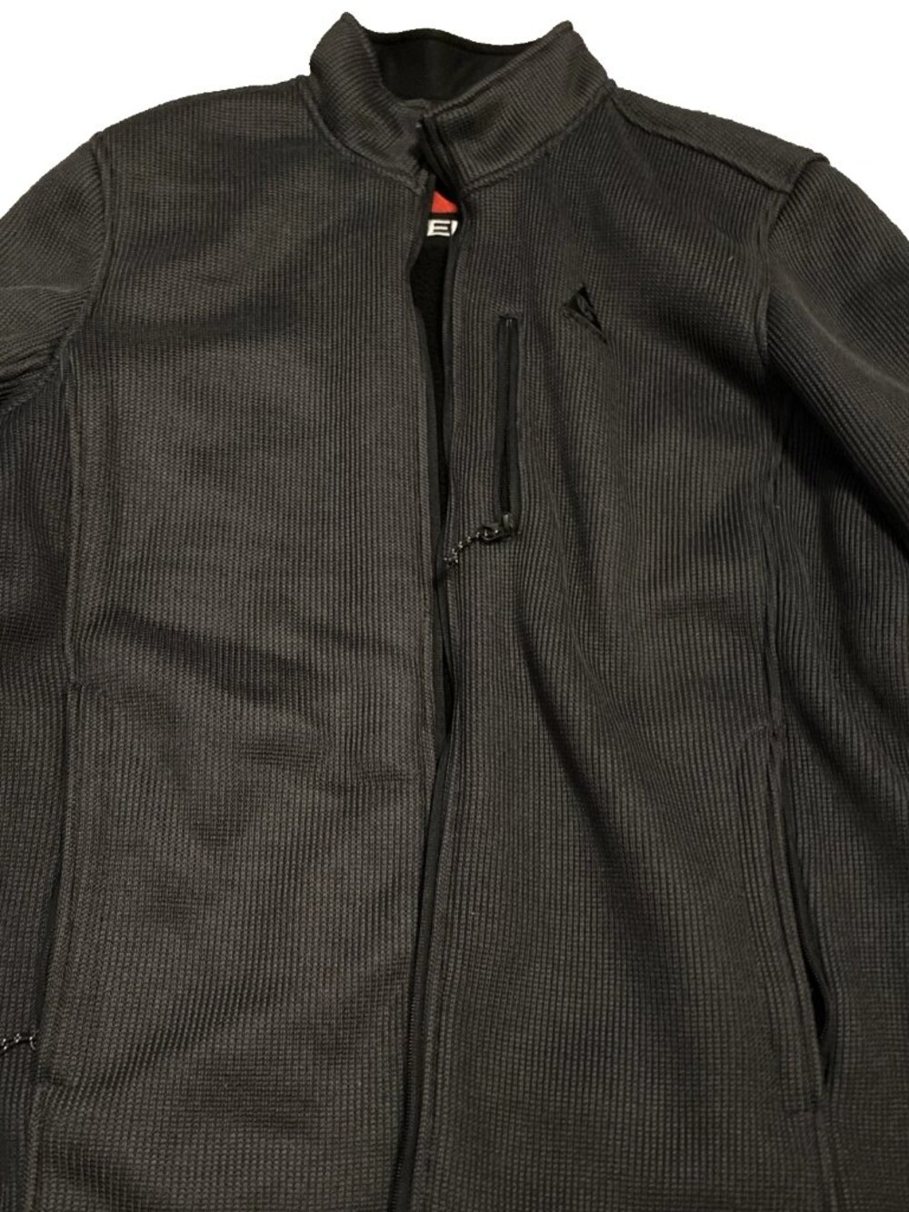 Gerry Jacket Mens XL Black Full Zip Fleece Waffle Knit Chest Pocket Heavy Weight